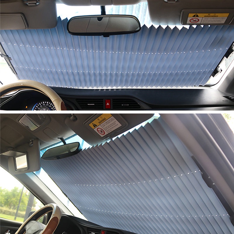 (Pengiriman cepat, dikirim dari Jakarta)Sunshield Sunshade Penutup Kaca Depan Teleskopik Anti Panas UV Lipat Mobil 70/65/46CM