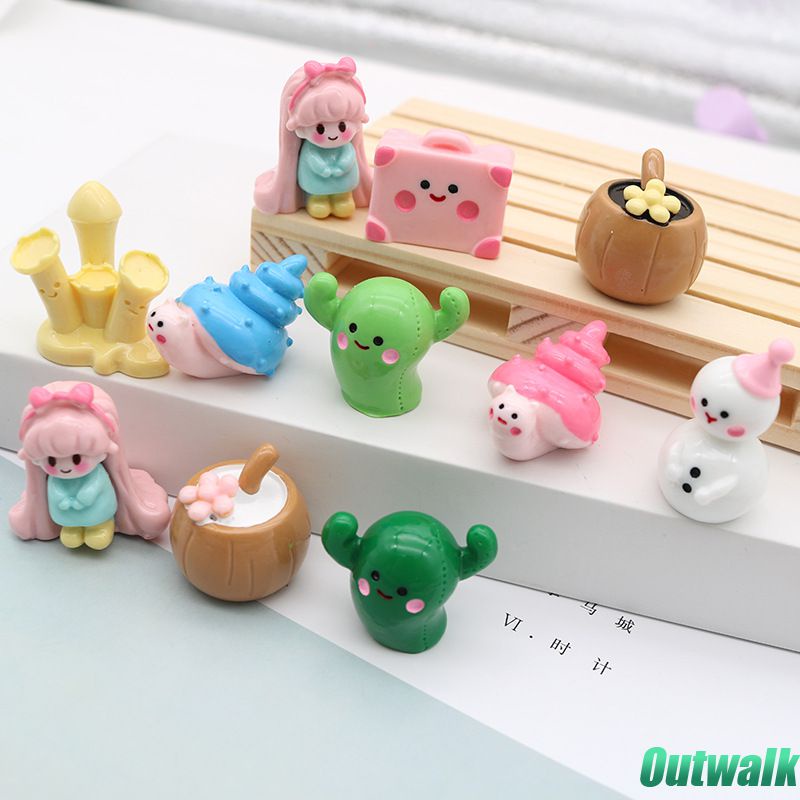 Accessories Diy Aksesori Perhiasan Resin Lucu Boneka Salju Mini Kaktus Siput Bahan Tiga Dimensi Properti Foto Ornamen Kotak Penyimpanan Dekorasi