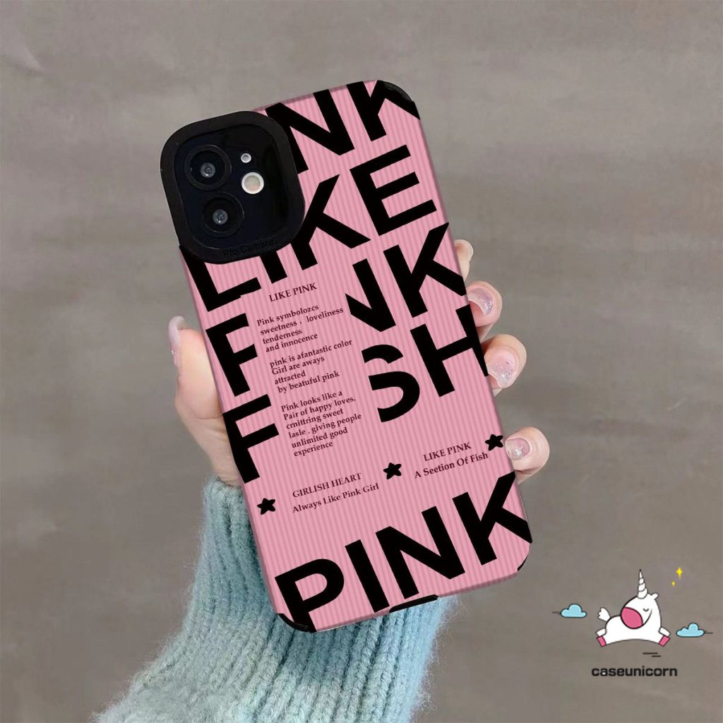 IPHONE Kompatibel Untuk Iphone14 11 13 12 Pro MAX XR X 7Plus 8Plus 7 8 Plus XS MAX Retro Trendy Fashion Huruf Inggris Silikon Lembut Pink Mewah Tekstur Kulit Back Case