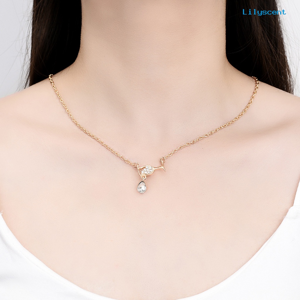 [LS]Wanita Kalung Shiny Indah Elegan Menawan Eye-catching Alloy Gelas Anggur Berlian Imitasi Liontin Kalung Perlengkapan Pesta