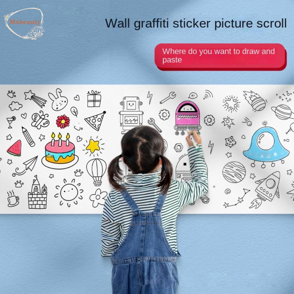 Mxbeauty Anak-Anak Menggambar Roll Adhensive Painting Gouache Art Mewarnai Mainan Graffiti Scrolls Drawing Sticker Color Filling Paper
