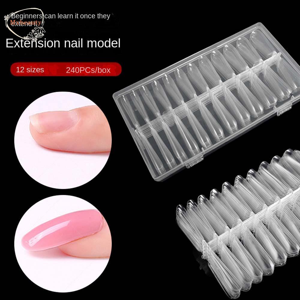 Mxbeauty Extension Kuku Palsu 240Pcs Japanese Nail Mold Tips Nail Finger Bangunan Full Cover Kuku Palsu Tekan Pada Kuku Dekorasi Kuku