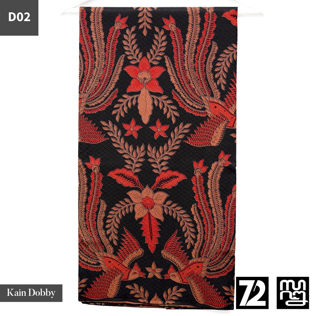 BAHAN BATIK PREMIUM Dobby Dobi Dobbi Dolbi Motif Burung Warna Hitam Merah 723658 Cap 72 Jarik Jarit Samping Kebat Panjang Batik Dobby Modern Premium Bahan Seragam Batik Pernikahan Kantor Keluarga Murah Kamen Jadi Batik Bali Lembaran