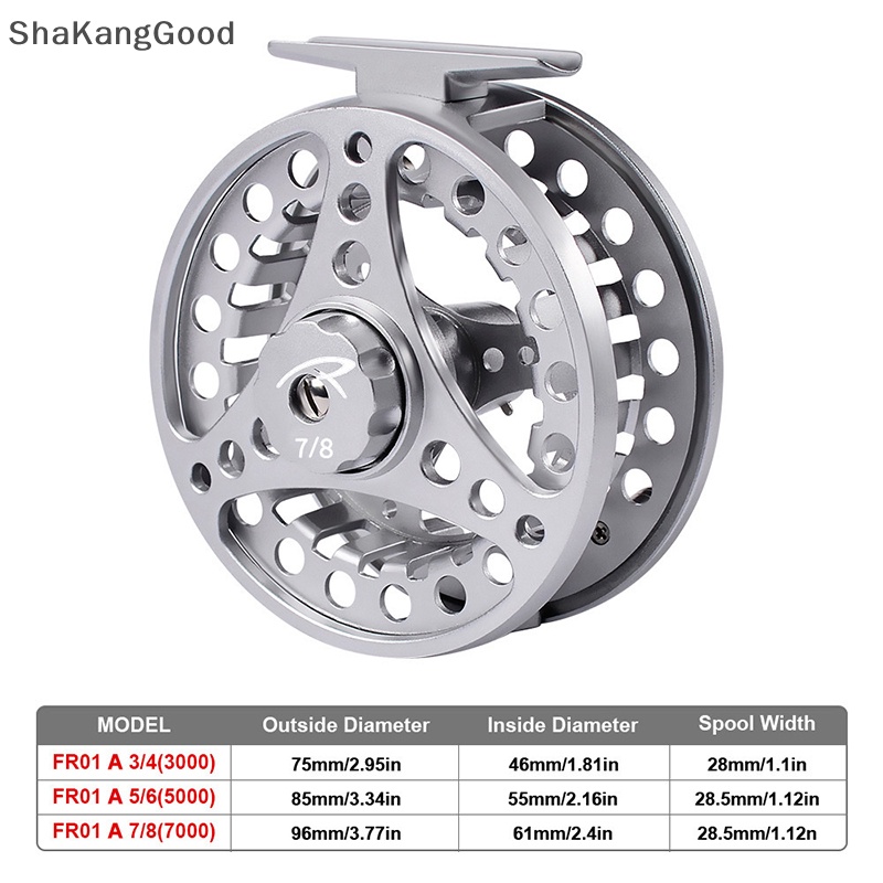 Skid Fly Fishing Wheel 3per4 Fly Reel Pancing Alumunium Fly Reel Mesin CNC Potong Besar Arbor Die Casg Alat Pancing SKK