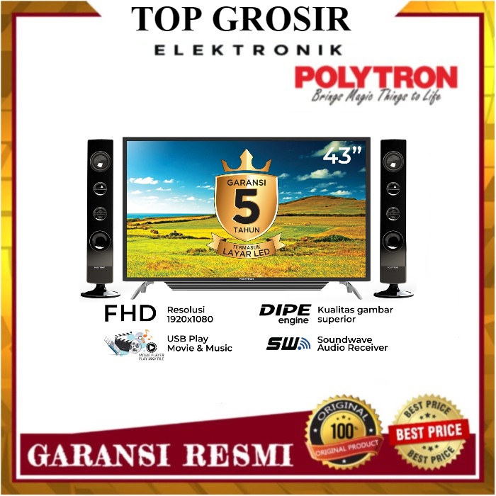 LED TV 43 INCH POLYTRON PLD 43TV1556 CINEMAX TOWER LED POLYTRON PLD-43TV1556 DIGITAL FULL HD