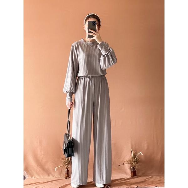 BEFAST - ZNF OOTD WANITA ONESET TEZA / ZOOLY CABLE SETELAN WANITA KNIT / Oneset Wanita Keluaran Terbaru / Fashion kekinian Remaja ABG Trendy / Set Atasan Lengan Panjang+Celana Kulot Panjang / Pakaian Casual Wanita Terlaris / Oneset Polos RIB