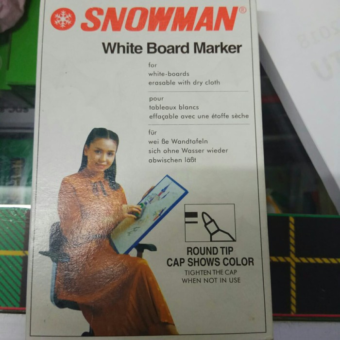 

Spidol White Board Marker Snowman (Hitam/Biru/Hijau/Merah) per Lusin