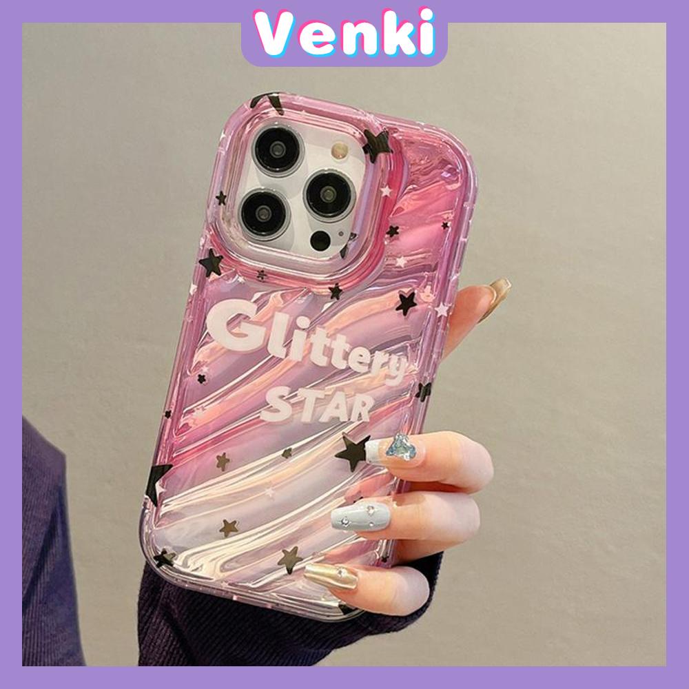 VENKI - For iPhone 11 iPhone Case Laser Reflective Transparent Phone Case TPU Soft Shockproof Airbag Case Protective Camera English Stars Compatible with iPhone 14 13 Pro max 12