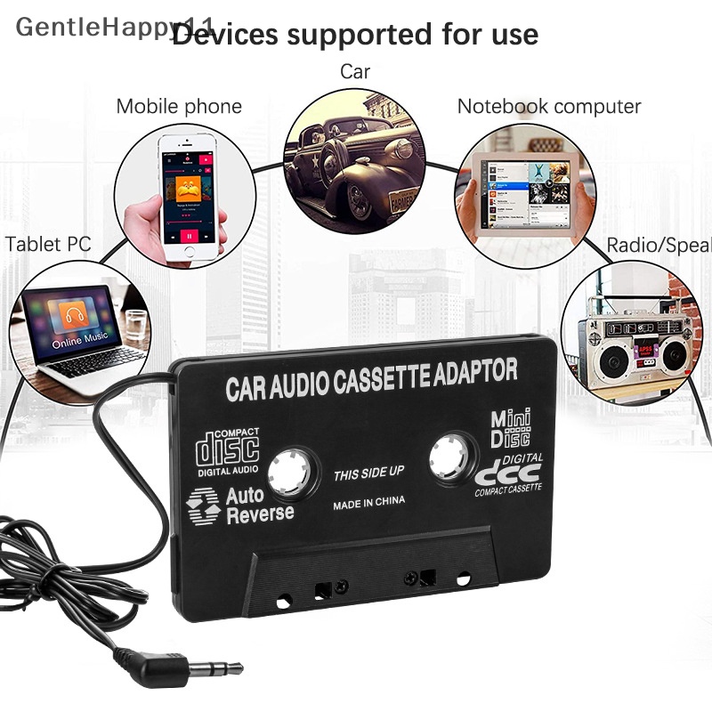 Gentlehappy High Quality Car MP3 MP4 Kaset Tape Adapter Handphone Audio Converter Car Tape Converter Untuk IPod MP3 CD DVD Player id