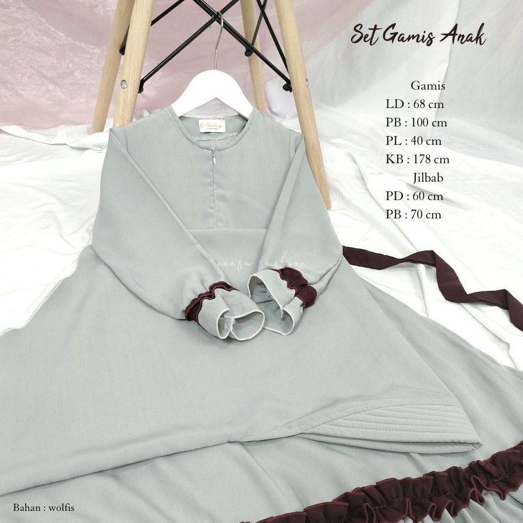 SET/GAMIS/KHIMAR ANAK PEREMPUAN BAHAN WOLFIS PREMIUM BERKUALITAS