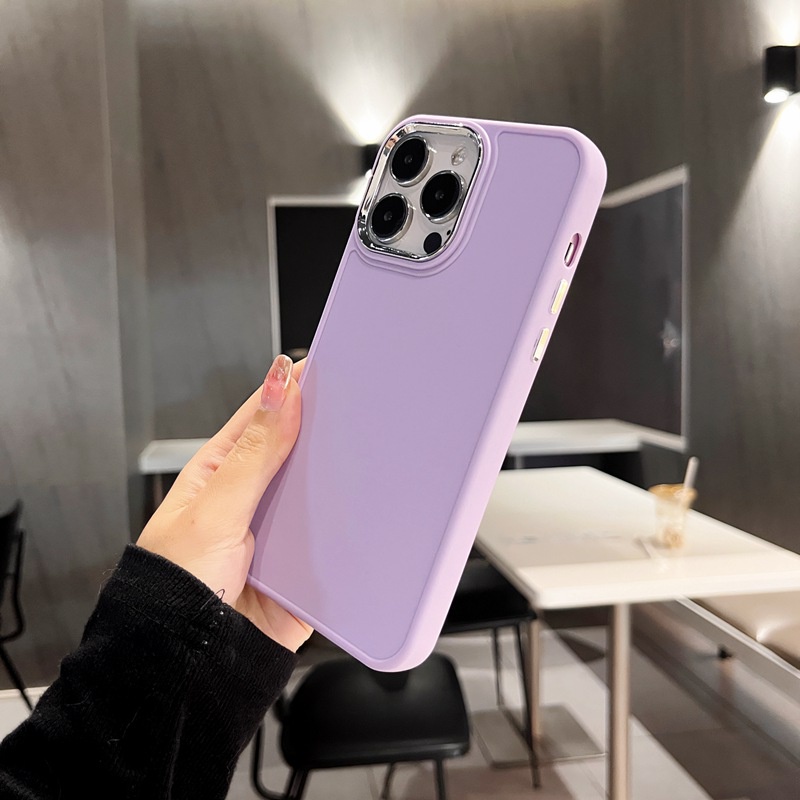 Electroplated Lens Frame Silicone Soft Case IPhone 6S Plus 7 8 14 Plus 7+ 8+ XR XS Max 11 12 13 14 Pro Max SE 2020 Women's Gift Purple Pretty Phone Case