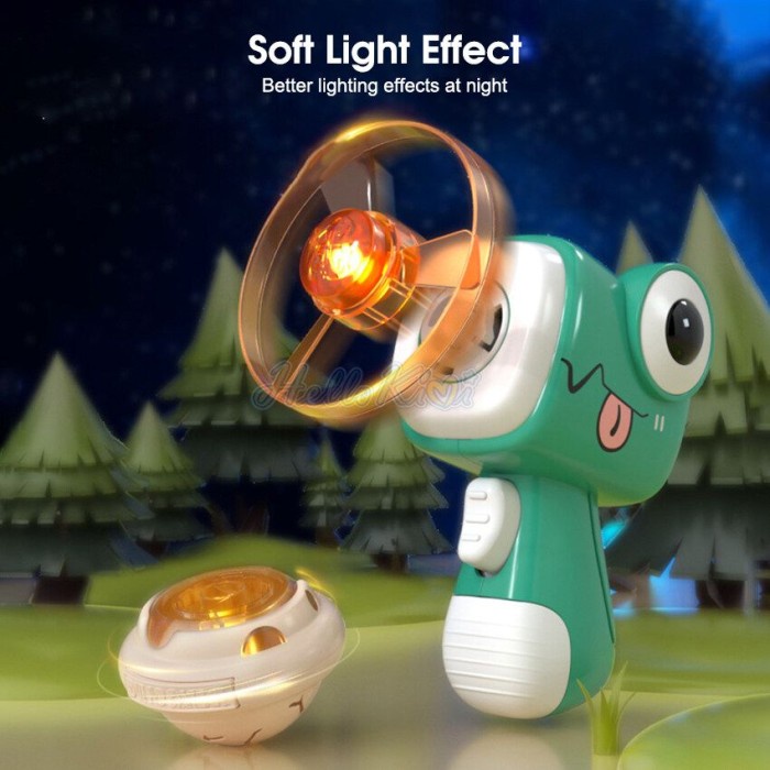 GASING DINO Terbang Mainan Dinosaur Gyro Gun Soft Light Effect Gangsing Dinosaurus Nyala Lampu