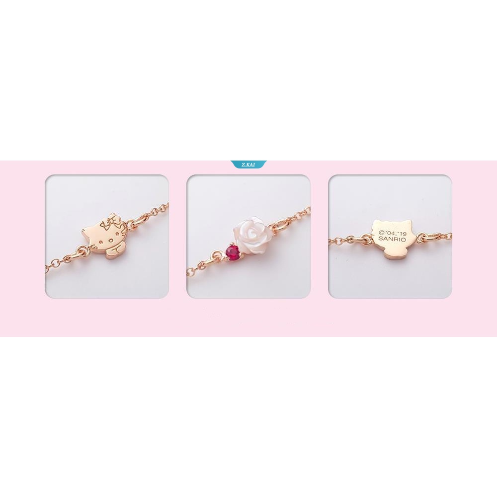 Sanrio Perhiasan Fashion Elegan HelloKitty Rose925 Sterling Silver Gelang Rose Gold Ringan Aksesoris Sehari-Hari Gelang [ZK]