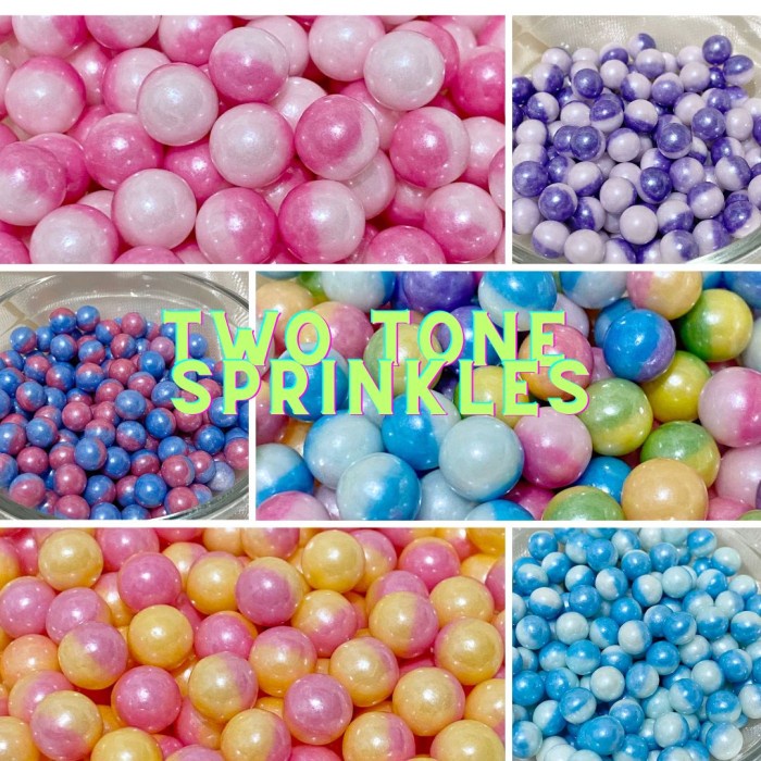 

TWO TONE PEARL DOUBLE SIDED SPRINKLES 10 GR - SPRINKLE 2 WARNA