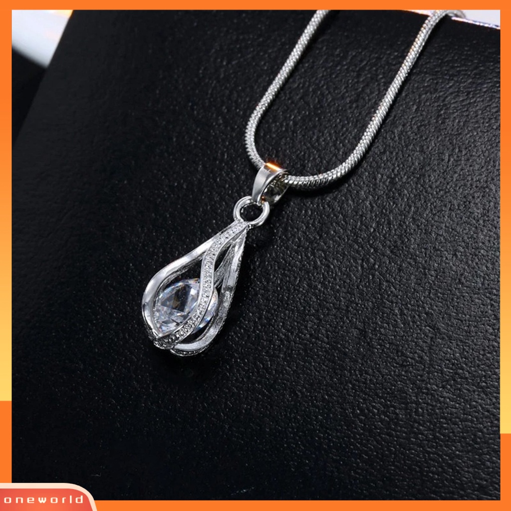 [ONE] 1set Liontin Anting Berlian Imitasi Cubic Zirconia High Gloss Temperamen Geometris Dekorasi Shinyny Fashion Spiral Shaped Kalung Set Wanita Aksesori