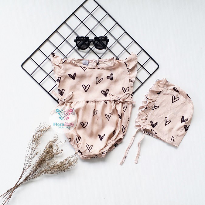 Plazababyku MX ROMPER EMMA setelan bayi motif bunga yang lucu free bonnet