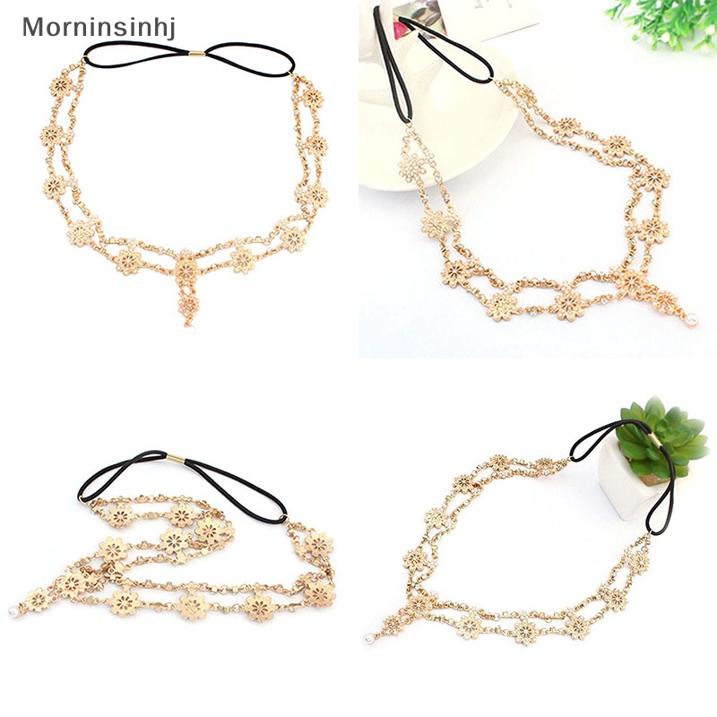 Mornin Wanita Fashion Mutiara Berlian Imitasi Kepala Rantai Perhiasan Headband Head Piece Hair Band id