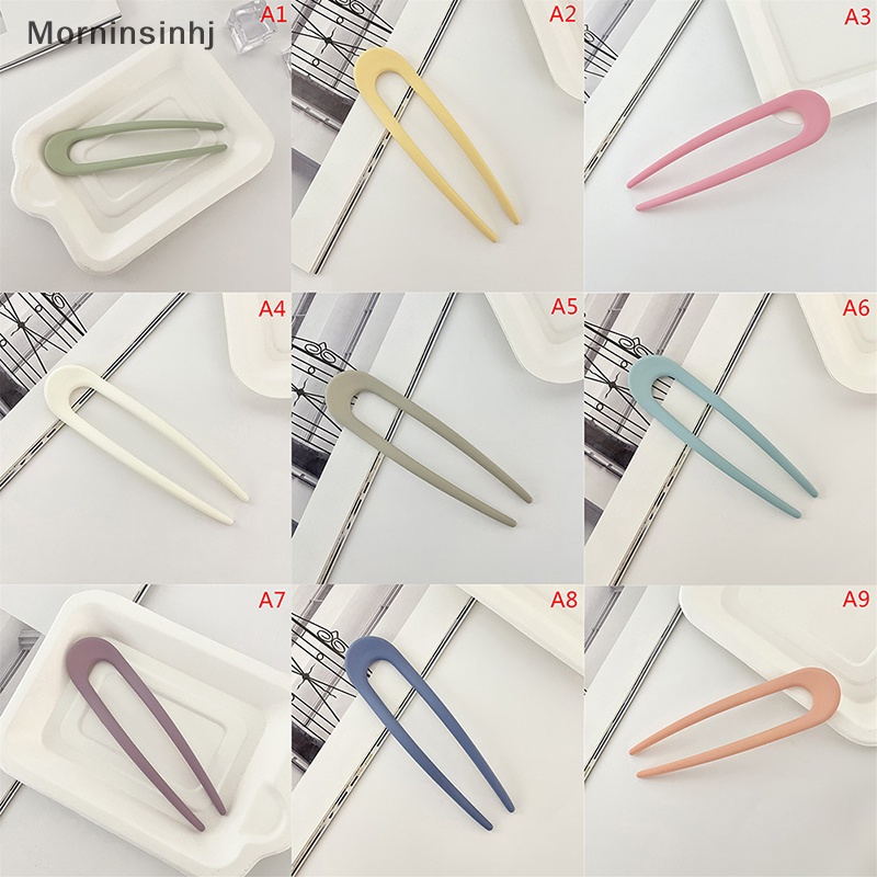 Mornin 1Pc Jepit Rambut Plastik Bentuk U Sederhana Elegan Untuk Wanita Fashion Warna Solid Shell Hair Clip Pins Girl Candy Color Hair Sticks id