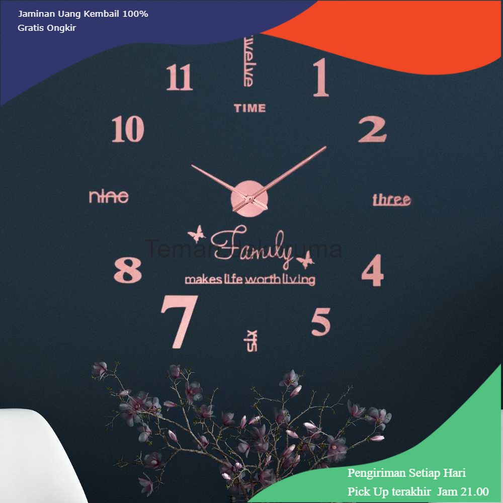 TD - DPR TaffHOME Jam Dinding Besar DIY Giant Wall Clock 100 cm - JM-01