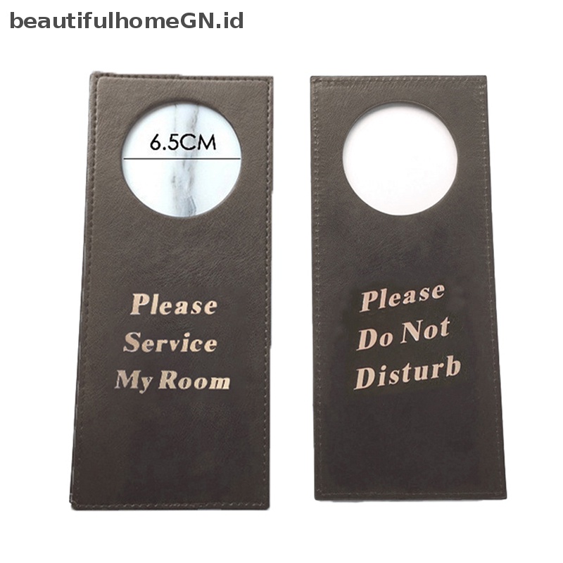 {Cantik} Pu Leather Tanda Pintu Dua Sisi Label Pembersih Kamar Tag Pintu Gantungan Knob Pintu~