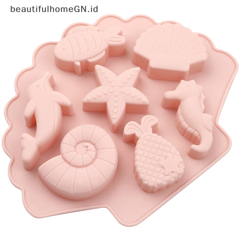 {Cantik} Sea Creatures Silicone Molder Fondant Baking Kue Coklat Resin DIY Cetakan Ikan~
