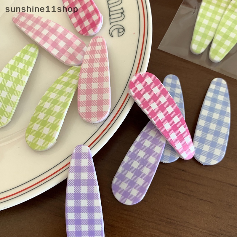 Sho 2pcs Kroean Elegan Kotak-Kotak Jepit Rambut Hairgrip Hair Clip Untuk Anak Perempuan Wanita Anak Kepiting Vintage Untuk Hadiah Aksesoris Rambut N