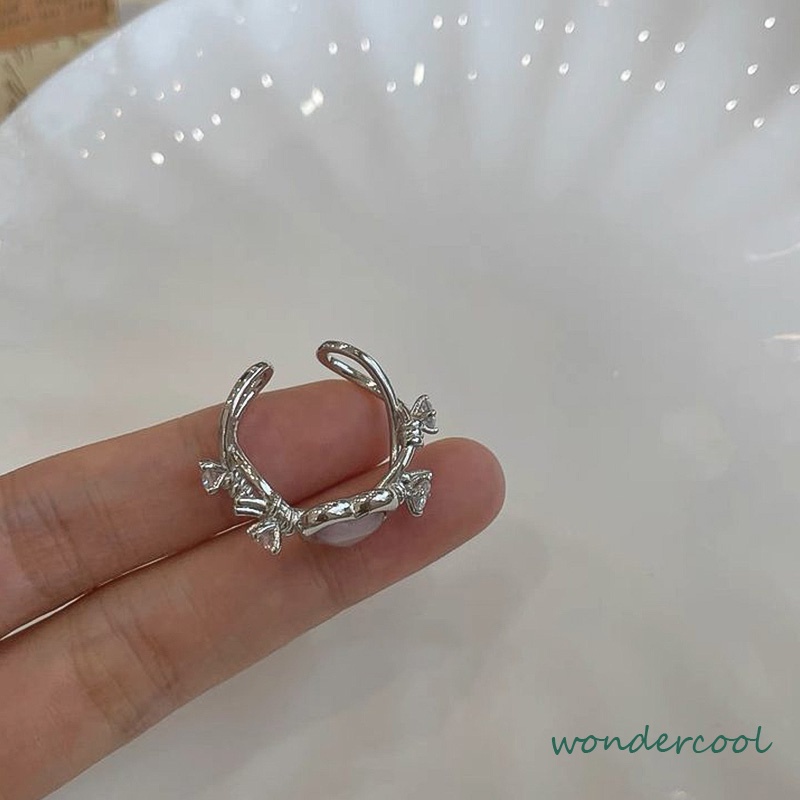 Rasa Desain Pink Love Thorn Opal Zirkon Cincin  Wanita Cincin Fashion Keren Manis-Won