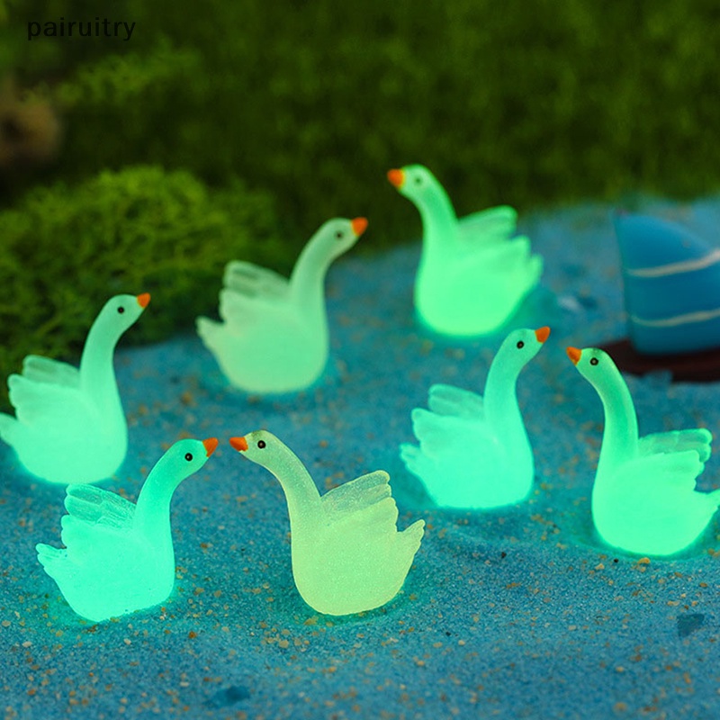 Prt 5pcs Ornamen Boneka Angsa Luminous Resin Mini Glow in The Dark Dekorasi Rumah Mobil DIY PRT