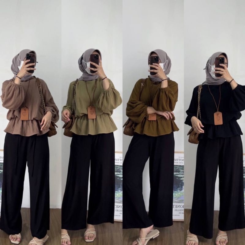 BEFAST - ZFS OOTD WANITA BLOUSE SALWA / ELURA TOP BLOUSE / Pakaian Casual Wanita Kerja / Blouse Polos Formal / Outfit Daily Wanita Hijab / Atasan Lengan Panjang Wanita / Fashion Kekinian Remaja ABG Trendy / Blouse Keluaran Terbaru