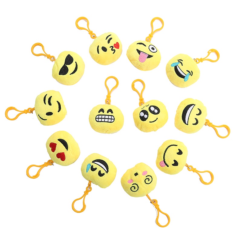 Emoji Plush Keychain Boneka Lembut Mewah Boneka Mini Kunci Gantungan Tas Liontin Dekorasi