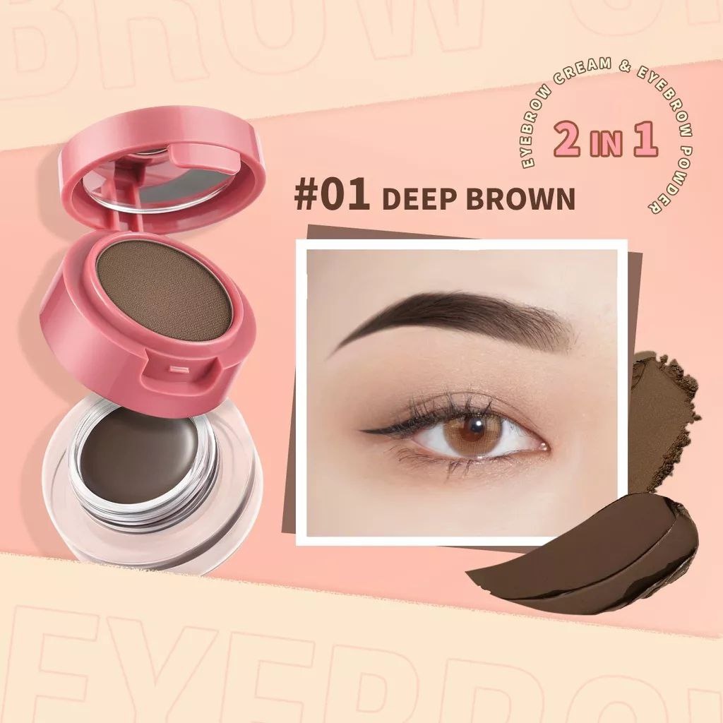 ASK - PINKFLASH 2-in-1 Eyebrow Cream &amp; Powder Gel pomade kosmetik alis Waterproof smudge-proof high pigment lasting