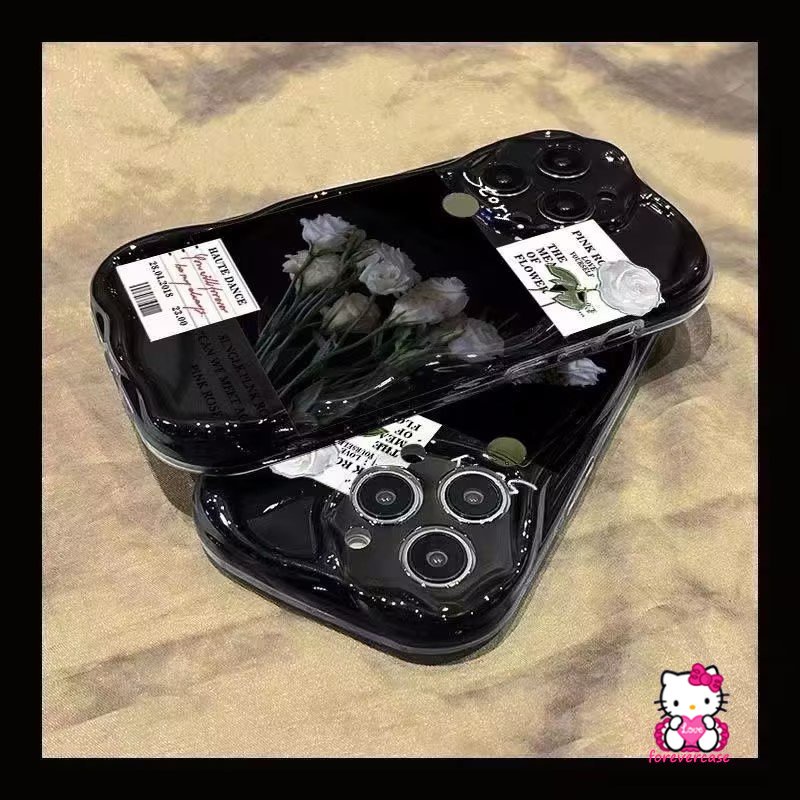 Stiker 3D Wavy Curved Edge Glossy Casing Label Bunga Untuk Redmi A1 9A A2 9T 10C 9C NFC 10 10A 9 Redmi Note 11 10S 10Pro Max 12 8 11s 9 10 POCO M3 Lukisan Minyak Rose Flowers Case