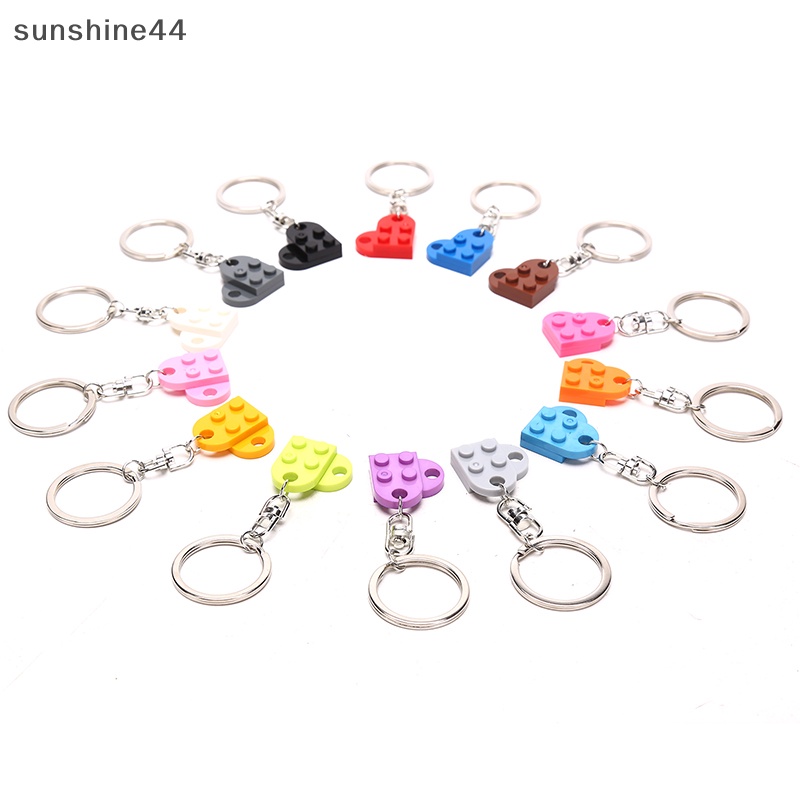 Sunshine 1PC Best Friend Keychain Brick Untuk Pasangan Persahabatan Split Heart Key Ring Hadiah ID