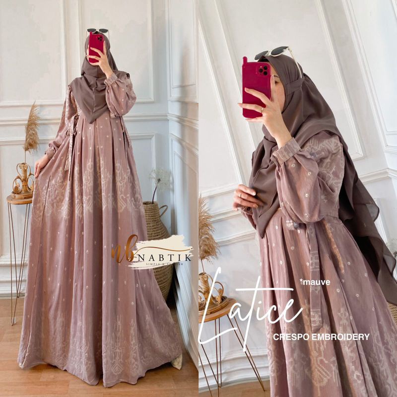 LATICE SYARI include khimar ORI NABTIK | Dress+khimar Crespo embroderry