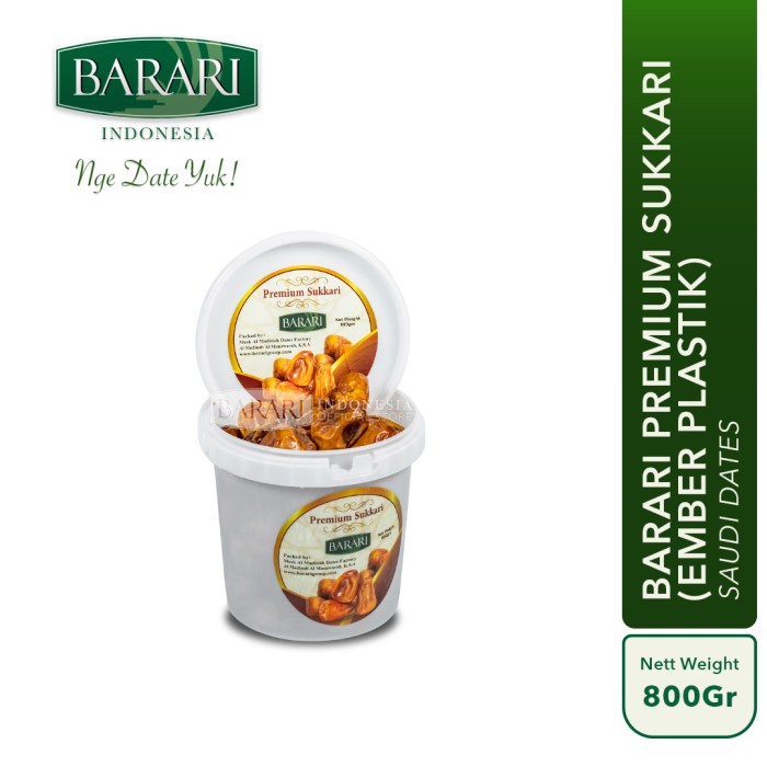 

Makanan | Kurma Barari Premium Sukkari 800Gr (Kemasan Ember Plastik)Saudi Arabia