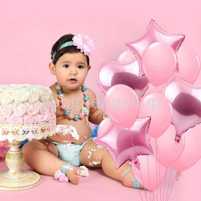 14 Pcs/set Campuran Hati Bintang Berbentuk Aluminium Foil Balon Confetti Lateks Balon Pernikahan Baby Shower Dekorasi Ulang Tahun Globos Balon Perlengkapan Pesta