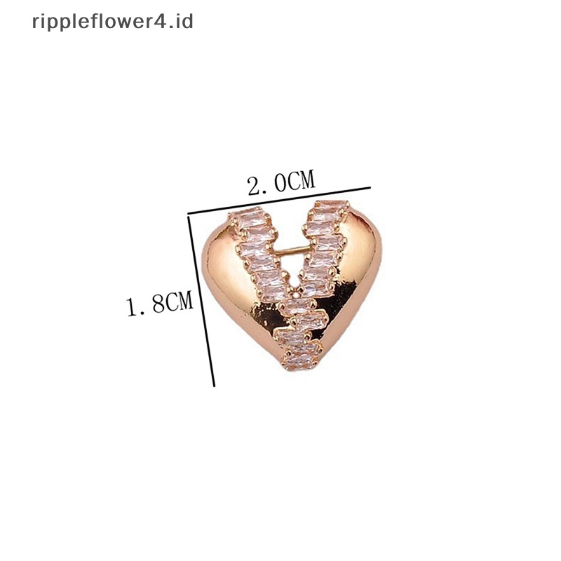 {rippleflower4.id} Vintage Zirkon Jantung Anti Silau Bros Untuk Wanita Pria Elegan Tembaga Gesper Kerah Klip Pin Aksesoris Pin Bros Perhiasan Hadiah~