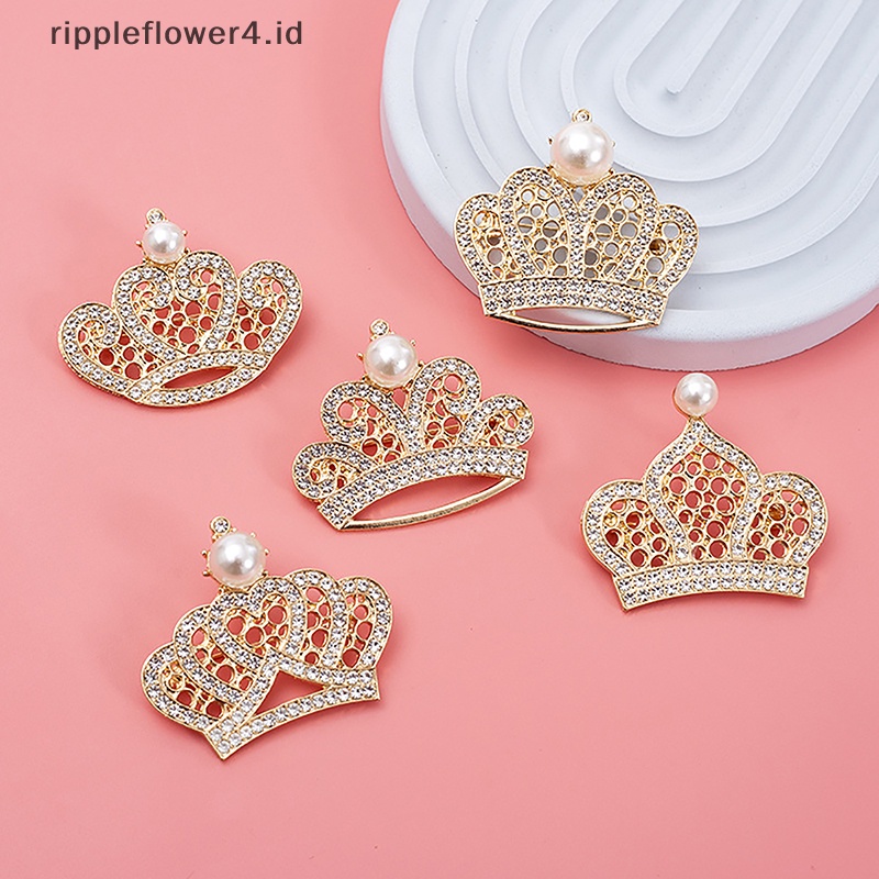 {rippleflower4.id} Bros Mahkota Fashion Warna Emas Dan Perak Berlian Imitasi Korsase Pin Gaun Dekorasi Syal Gesper Aksesoris Untuk Perhiasan Wanita~