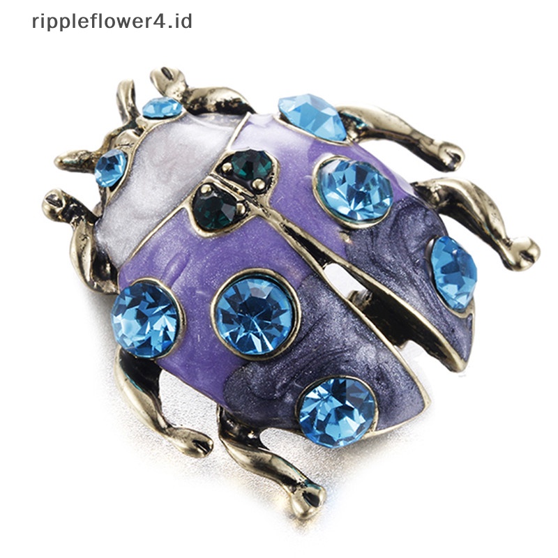 {rippleflower4.id} Ladybug Kristal Bros Pin Berlian Imitasi Bros Baju Pernikahan Dekorasi Perhiasan~