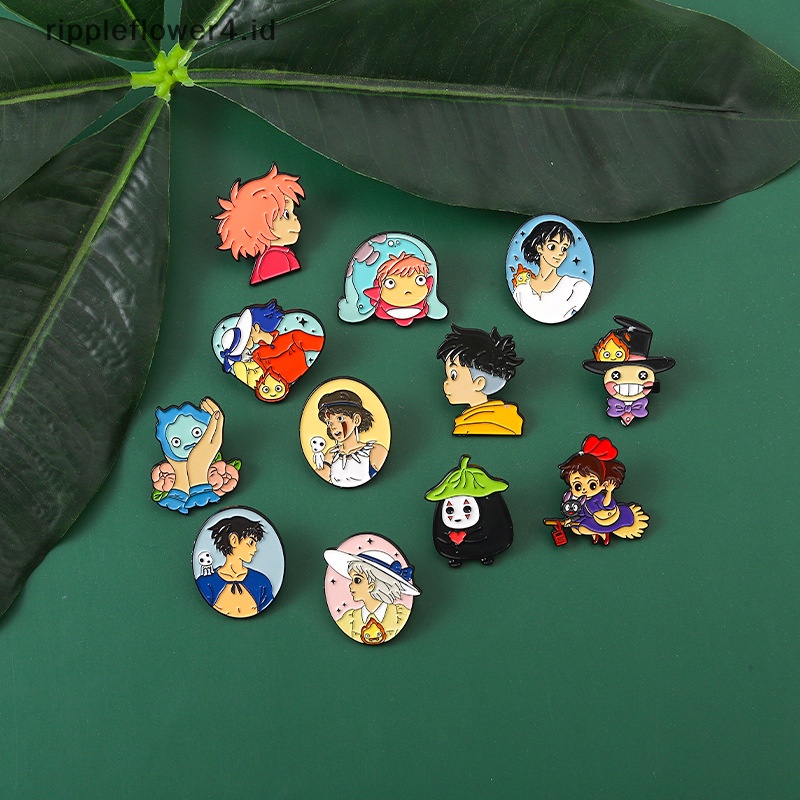 {rippleflower4.id} Pin Enamel Film Kartun Howl Sofia Ponyo Bros Lencana Kerah Pin Lucu Anime Perhiasan Hadiah Untuk Teman Anak~