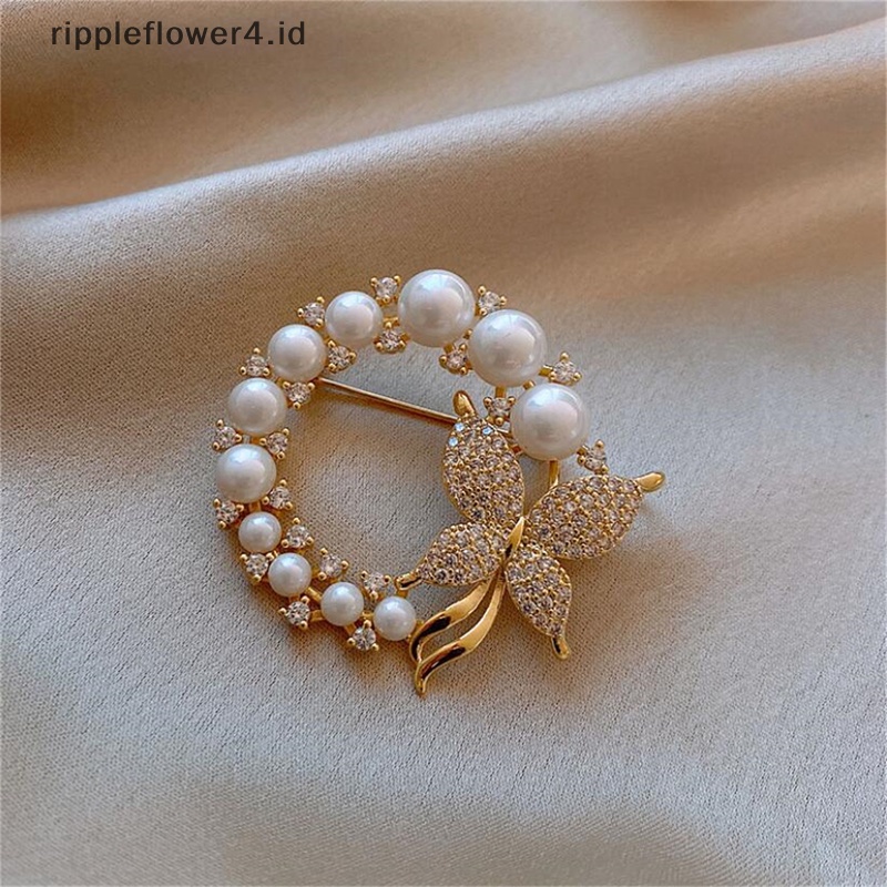 {rippleflower4.id} Bros Kupu-Kupu Capung Mutiara Baru Untuk Wanita Lingkaran Elegan Trendy~