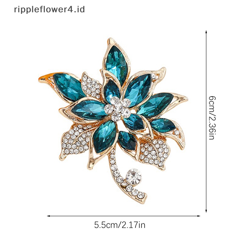 {rippleflower4.id} Indah Zirkon Bros Bunga Elegan Untuk Wanita Gaun Syal Topi Mantel Pakaian Fashion Cocok Aksesoris~