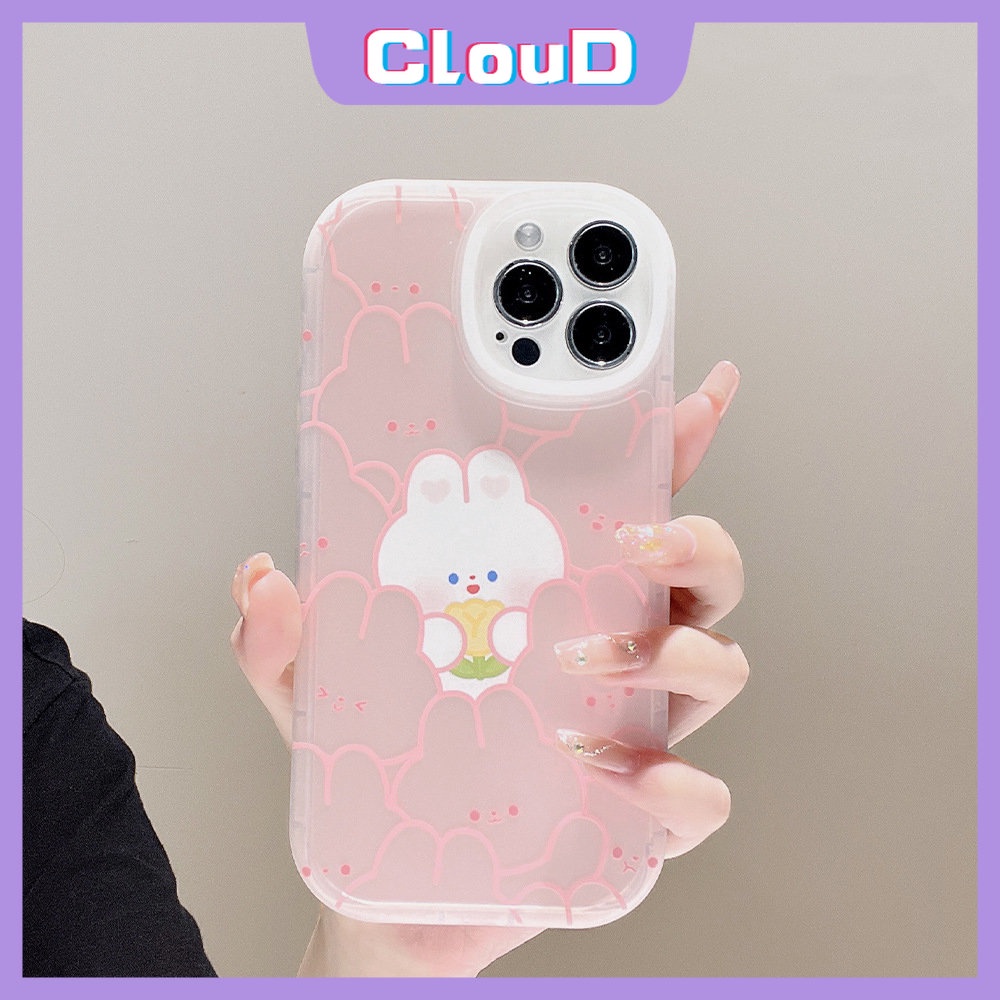 Case Kompatibel Untuk IPhone 6s XR X XS Max SE 2020 7 8 6 Plus 11 14 12 13 Pro Max Kelinci Lucu Tulip Kartun 3D Ikatan Simpul Lembut TPU Shockporoof Penutup Belakang