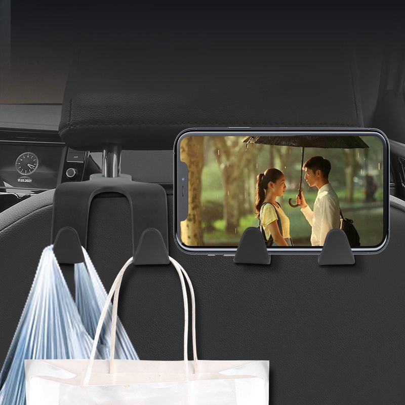 [Unggulan] Multifungsi Kursi Mobil Kembali Kait Kreatif Kepala Ganda Headrest Gantung Holder Handphone Bracket Tas Kantong Penyimpanan Pakaian Kait Otomotif Interior Organizer