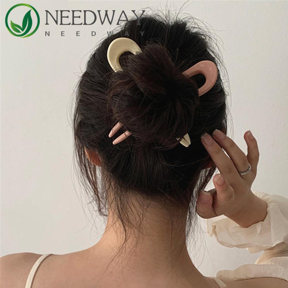 Needway   Garpu Rambut Korea Simple Disk Hair Elegance Acrylic Vintage Rambut Stik