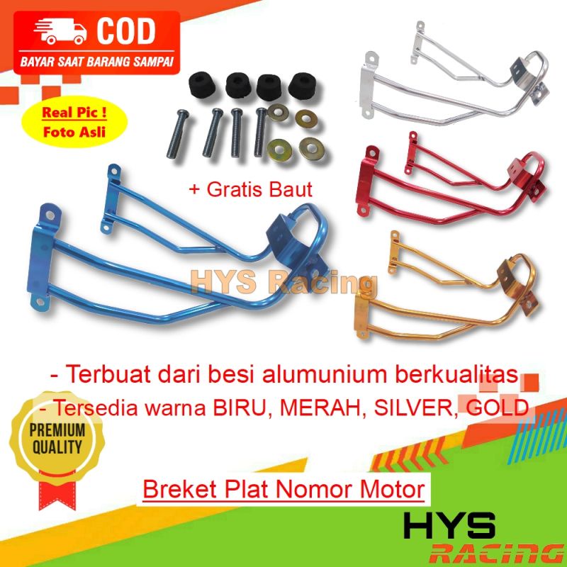 HYC Breket Plat Nomor Motor NMAX AEROX LEXI + GRATIS BAUT - Variasi Aksesoris Bracket Dudukan Motor 