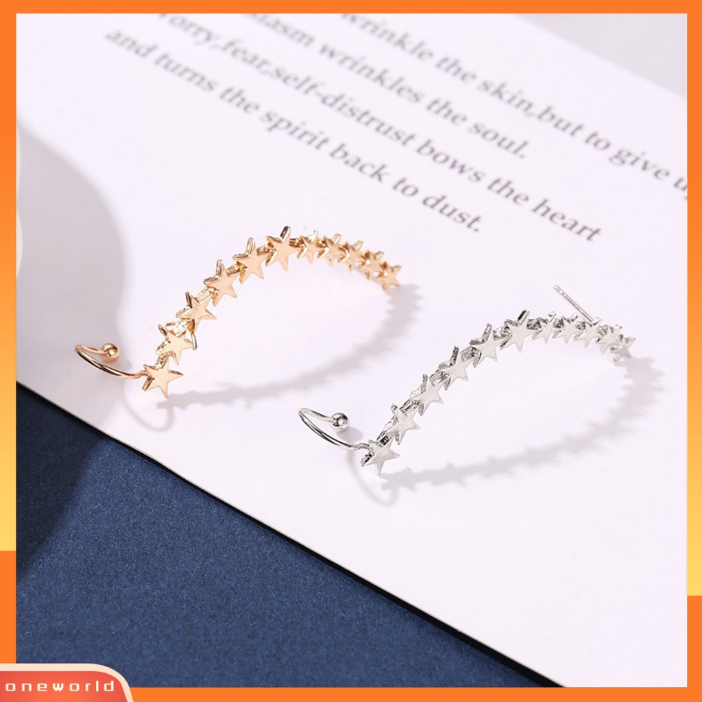 [WOD] 1pc Klip Anting Bintang Berujung Lima Anti-Alergi Wanita Ringan Semua Pertandingan Telinga Manset Perhiasan Aksesoris