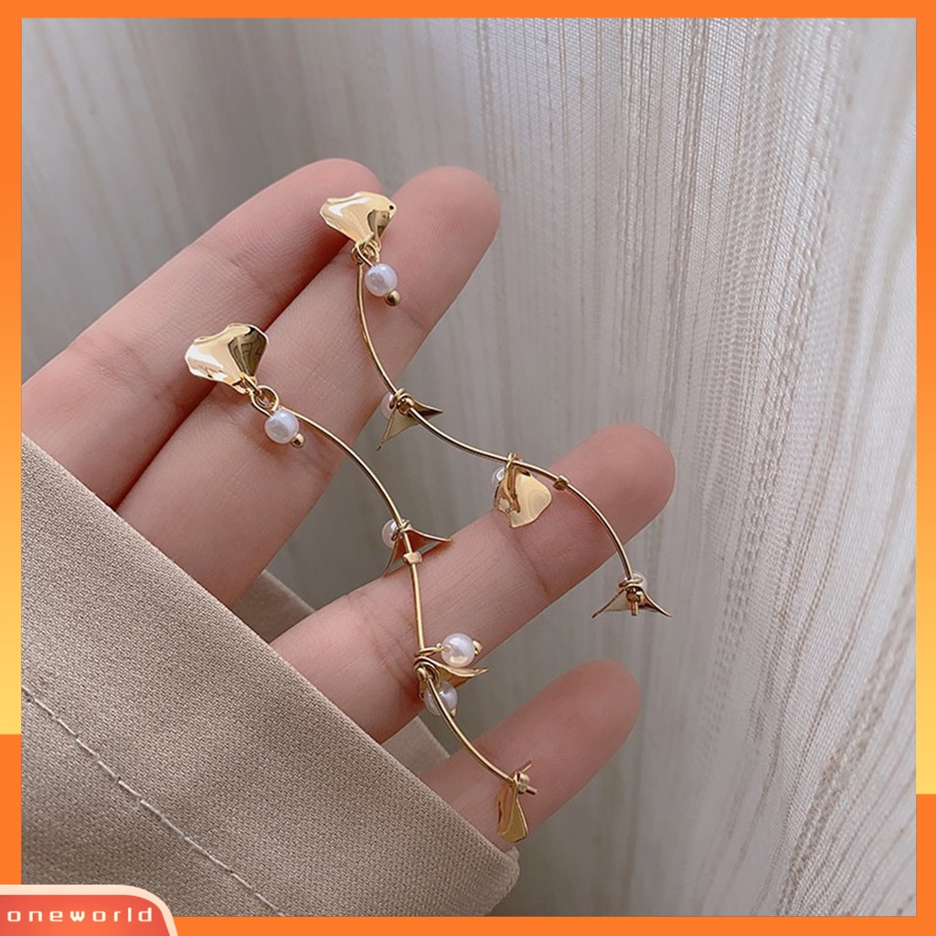 [WOD] 1pasang Drop Earrings Retro Panjang Rumbai Liontin Alloy Berlian Imitasi Tertanam Anting Kait Modis Untuk Pesta