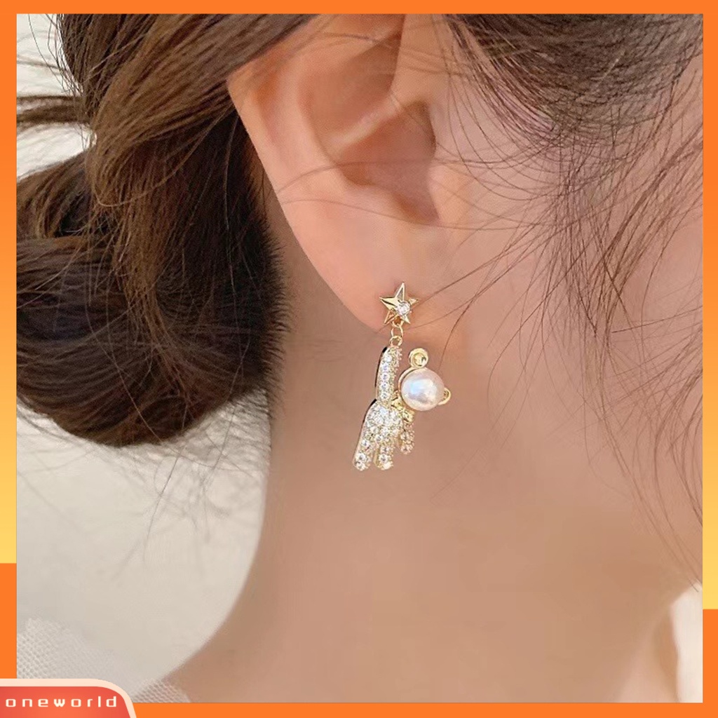 [WOD] 1pasang Drop Earrings Trendy Bentuk Beruang Alloy Wanita Chic Shiny Menjuntai Earrings Untuk Pesta