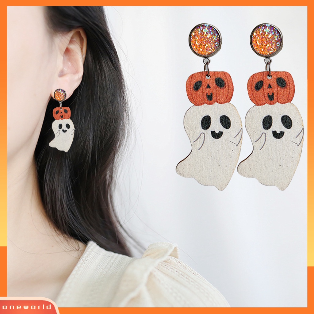 [WOD] 1pasang Anting Kreatif Indah Pengerjaan Halus Dekorasi Halloween Anting Labu Lucu Untuk Pesta